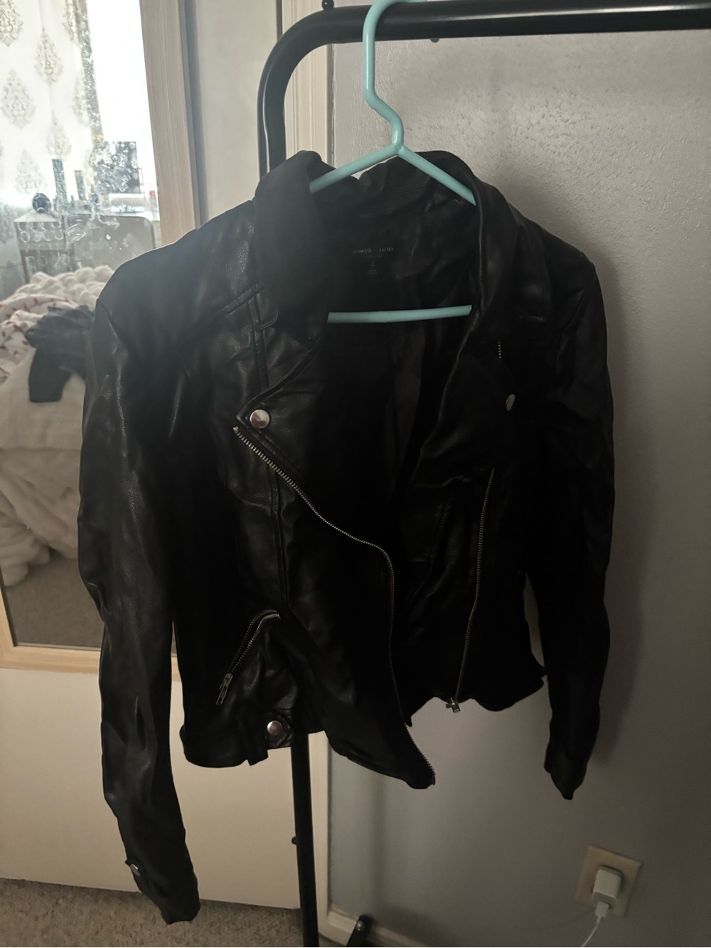 Romeo & Juliet Couture Black Faux Leather Moto Jacket